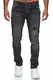 Reslad Jeans Herren Destroyed Look Slim Fit Denim Strech Jeans-Hose RS-2062 (W32 / L32, Schwarz (2090))