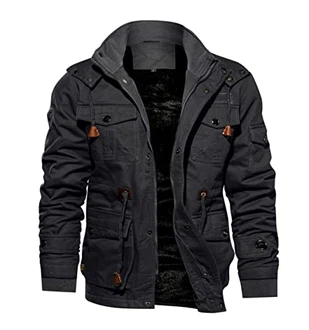 TACVASEN Herren Winterjacke Bomberjacke Mantel Grau TACVASEN Herren Winterjacke Bomberjacke Mantel Grau