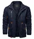 KEFITEVD Winterparka Herren Jacke Übergangsjacke Warme Winter Mantel mit Kapuze Fleece Bomberjacke Military Parka Kapuzenjacke Outdoor Freizeit Jacke Dunkelblau M