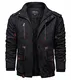 KEFITEVD Winterjacke Herren Fleece Gefüttert Bomberjacke mit Abnehmbarer Kapuze Winter Jacke Männer Fliegerjacke Warme Herrenjacke mit Vielen Taschen Schwarz M