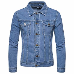 Allthemen Jeansjacke Herren Denim Jacket Trucker Jacke Übergangsjacke für Männer Freizeitjacke (#8118, #801) Hellblau (8118)
