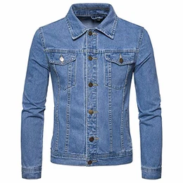Jeansjacke Herren Denim Jacket Trucker Jacke Übergangsjacke für Männer Freizeitjacke #8118 Hellblau M