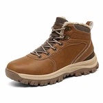Ulogu Herren Winterschuhe Warm Gefüttert Winterstiefel Wasserdicht Trekking Wanderschuhe Hellbraun