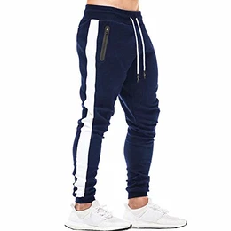 Sporthose Herren Lang Jogginghose Herren Baumwolle Trainingshose Männer Jogging Hose Herren Slim Fit Gym Fitness Sweathose Trackpants mit Kordel Stretch Blau M