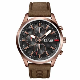 Herren Analog Quarz Armbanduhr mit Lederarmband 1530162