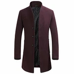 YOUTHUP Herren Mantel Slim Fit Winter Wollmantel Dicker Langer Übergangsmantel Rot