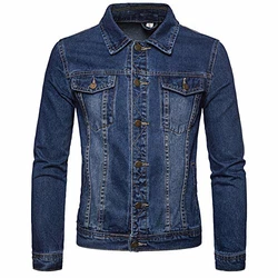 Allthemen Jeansjacke Herren Denim Jacket Trucker Jacke Übergangsjacke für Männer Freizeitjacke (#8118, #801) Dunkelblau (8118)