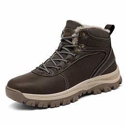 Winterschuhe Herren Warm Gefüttert Winterstiefel Wanderstiefel Schneestiefel Wasserdicht Trekking Wanderschuhe -Dunkelbraun-43 EU