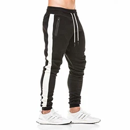 Jogginghose Herren Baumwolle Trainingshose Männer Sporthose Herren Lang Slim Fit Jogginghosen Gym Fitness Hose Herren Reissverschluss Taschen Jungen Schwarz M
