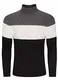 KEFITEVD Strickpullover Herren Turtleneck Regular Fit Elastisch Sweatpullover Warm Work Pullover Männer Casual Norweger Pullover mit Kragen Frühling Dunkelgrau-Weiß-Schwarz M