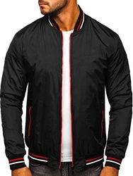 BOLF Herren Bomberjacke Übergangsjacke Stehkragen [1A1] Schwarz (4D4)