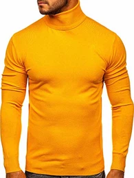 Herren Rollkragenpullover Sweatshirt Pullover Sweater Pulli Langarmshirt Longsleeve Wärme Classic Outdoor Casual Style YY02 Gelb M [5E5]