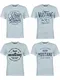 MUSTANG Herren T-Shirt 4er Pack Frontprint O-Neck Rundhalsausschnitt Kurzarm Regular Tee Shirt 100% Baumwolle Schwarz Weiß Grau Blau (M, Farbmix (P17))