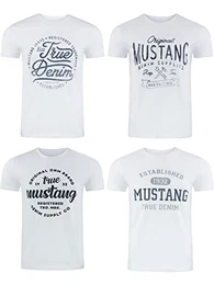 Herren T-Shirt 4er Pack Frontprint O-Neck Rundhalsausschnitt Kurzarm Regular Tee Shirt 100% Baumwolle Schwarz Weiß Grau Blau Grün, Größe:S, Farbe:Farbmix (P17)