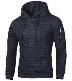 Pullover für Herren mit Kapuze Sport Sweatshirt Langarm Kapuzenjacke Einfarbig Casual Hoodie Winter Kapuzensweater Outdoor Langarmshirt Marine M