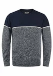 Indicode Lynn Herren Strickpullover Feinstrick Pullover mit Rundhalsausschnitt Navy
