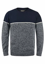 Lynn Herren Strickpullover Feinstrick Pullover mit Rundhalsausschnitt, Größe:XXL, Farbe:Navy (400)