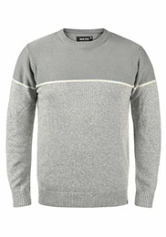 Lynn Herren Strickpullover Feinstrick Pullover mit Rundhalsausschnitt, Größe:M, Farbe:Light Grey (901)