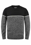 Indicode Lynn Herren Strickpullover Feinstrick Pullover mit Rundhalsausschnitt Black