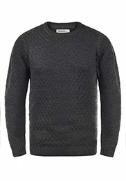 Blend Alamar Herren Strickpullover Grobstrick Pullover mit Rundhalsausschnitt, Größe:XXL, Farbe:Charcoal Mix (200278)