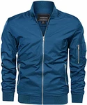 TACVASEN Herren Bomberjacke College Fliegerjacke Pilotenjacke Übergangsjacke Blau