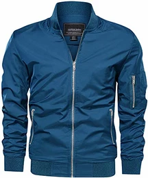 Windjacke Herren Leicht Outdoorjacke Atmungsaktiv Übergangsjacke Herbst Wanderjacke Freizeit Funktionsjacke Winddicht Bomberjacke Blau