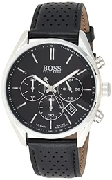 Chronograph Quarz Uhr für Herren mit Schwarzes Lederarmband - 1513816