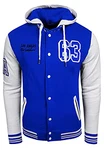R-Neal College Jacke Herren Kapuzenpullver Collegejacke Sweatshirt College Sweater (76-1) Sax/Weiß (6876-1)