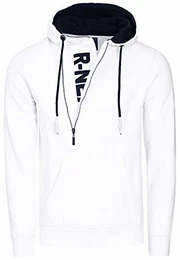 Herren Sweatshirt Zipper Langarm Kapuzenpullover 7006, Farbe:Weiß, Größe:M