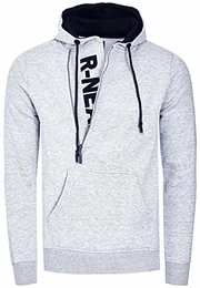 Herren Sweatshirt Zipper Langarm Kapuzenpullover 7006, Farbe:Grau, Größe:M