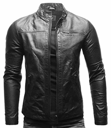 Epic Herren Lederjacke Cleane Basic Leder Jacke in vielen Varianten und Farben (M, Black Summer (Perforiert))