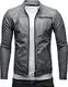 Crone Vego Herren Eco-Lederjacke Cleane Leichte Slim Fit Basic Jacke Vegan (M, Silbergrau (Ecoleder))
