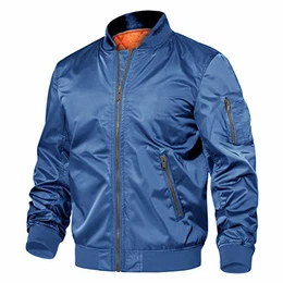 Bomberjacke Herren Blau Fliegerjacke Männer College Pilotenjacke Baseball Blouson Army Übergangsjacke leichte Sportjacke Bomber Jacke mit Reißverschluss Tasche Blau
