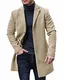 Gemijacka Mantel Herren Winter Wollmantel Slim Fit Lange Jacke Herren Business Beige M