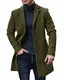 Gemijacka Mantel Herren Winter Wollmantel Slim Fit Lange Jacke Herren Business Grün M