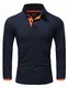 Amaci&Sons Herren Poloshirt Basic Kontrast Langarm Polohemd Shirt 5201 Navyblau/Orange M