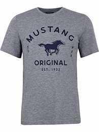 Herren T-Shirt Rundhals Kurzarm Logo Print Baumwolle Schwarz Weiß Blau Grau S M L XL 2XL 3XL [M, Mid Grey Melange (1010675-4140)]