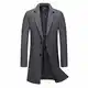 Allthemen Wintermantel Herren Mantel Slim Fit Mittellang Wollmantel mit Stehkragen Business Mantel Herren Winter #8818 Grau M