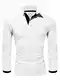 Amaci&Sons Herren Poloshirt Basic Kontrast Langarm Polohemd Shirt 5201 Weiß/Schwarz S
