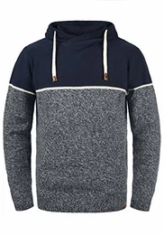 Lynde Herren Strickpullover Feinstrick Pullover mit Kapuze, Größe:M, Farbe:Navy (400)