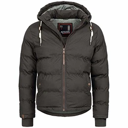Herren Winterjacke (S-3XL) - 100% Baumwolle Obermaterial, Abnehmbare Kapuze, Warme Jacke Männer - AS-282 DGrau Medium