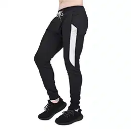 Jogginghose Herren Trainingshose Sporthose Herren Baumwolle Fitness mit Taschen Schwarz Medium
