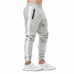 Herren Jogginghose Fitness Sporthose Baumwolle Slime Fit Hose Joggers Streetwear Freizeithose Laufen Trainningshose Grau M