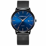 CRRJU Herren Uhr Ultra Dünne Wasserdicht Armbanduhr Herren Mode mit Edelstahlband Mesh Analog Quarz Business Männer Uhren Schwarz