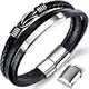Gkmamrg Männer Armband Leder Armreif schwarz Lederband für Herren, geflochten Echtleder Breites Lerderarmband Wickelarmband mit Magnet Verschluss Weihnachtsgeschenke für Männer