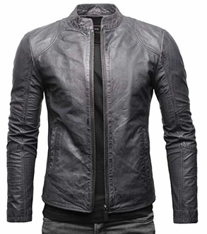 Crone Ivar Herren Lederjacke Cleane Basic Echtleder Jacke Grau Crone Ivar Herren Lederjacke Cleane Basic Echtleder Jacke Grau