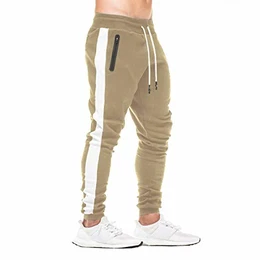 Herren Jogginghose Fitness Sporthose Baumwolle Slime Fit Hose Joggers Streetwear Freizeithose Laufen Trainningshose Khaki L