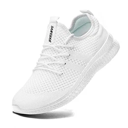 Herren Walkingschuhe Turnschuhe Fitnessstudio Sportschuhe Sneaker Running Tennis Schuhe Freizeit Straßenlaufschuhe Fashion Leichtgewichts Atmungsaktiv Schlüpfen Schuhe Weiß 41 EU