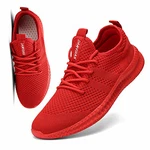 FUJEAK Herren Walkingschuhe Turnschuhe Fitnessstudio Sportschuhe Sneaker Running Tennis Schuhe Freizeit Straßenlaufschuhe Fashion Leichtgewichts Atmungsaktiv Schlüpfen Schuhe Rot