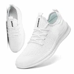 FUJEAK Herren Walkingschuhe Turnschuhe Fitnessstudio Sportschuhe Sneaker Running Tennis Schuhe Freizeit Straßenlaufschuhe Fashion Leichtgewichts Atmungsaktiv Schlüpfen Schuhe Weiß